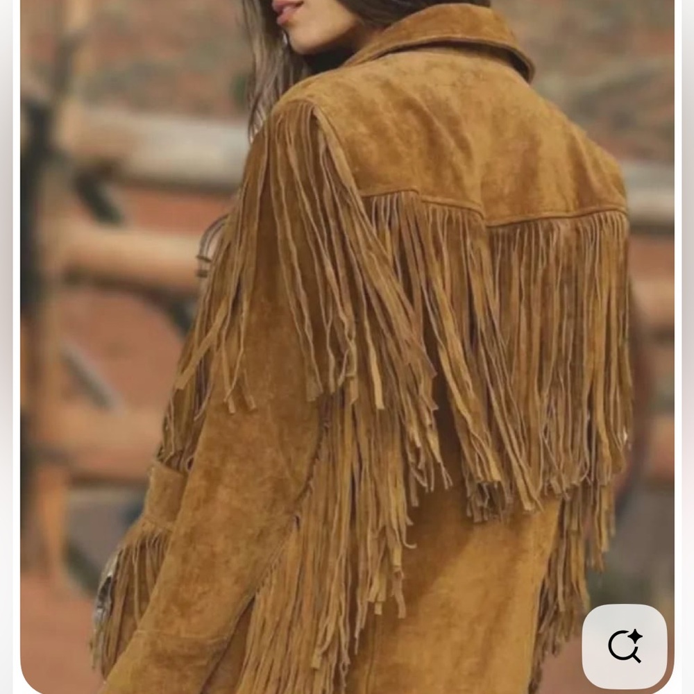 Tan Fringe Suede Jacket - Picture 11 of 11